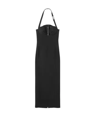 Versace Medusa '95 Fluted Midi Dress In Black