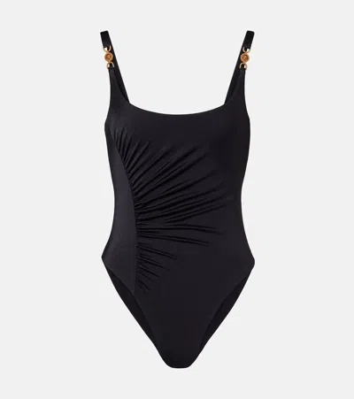 Versace Medusa '95 Gathered Swimsuit In Black