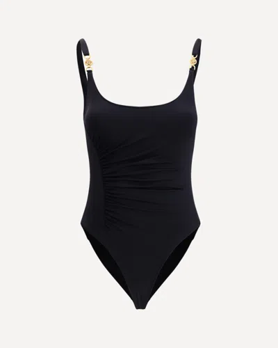 Versace Medusa '95 Gathered Swimsuit In Black