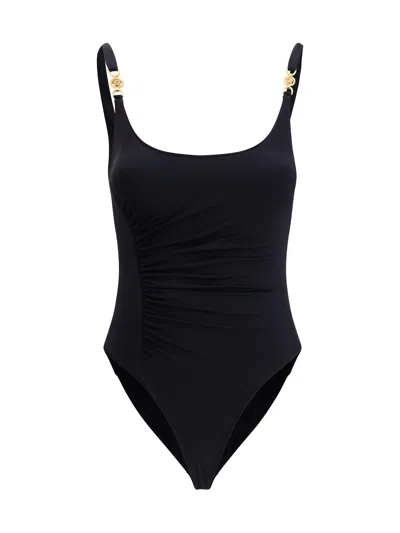 Versace Medusa 95 Gathered Swimsuit In Black