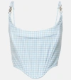 Versace Medusa '95 Gingham Virgin Wool Bustier In 2ve70-pale Blue+white