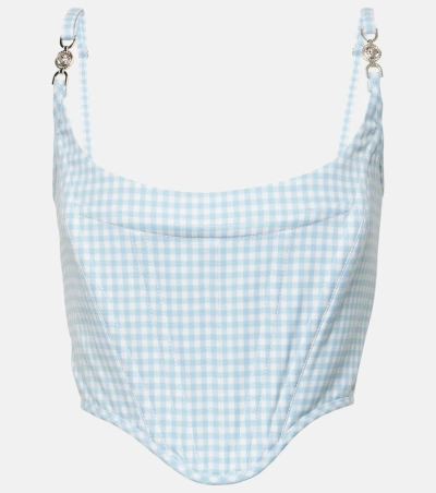 Versace Medusa '95 Gingham Virgin Wool Bustier In Blue