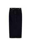 Versace Long High-waisted Denim Skirt With Rear Slit In Black