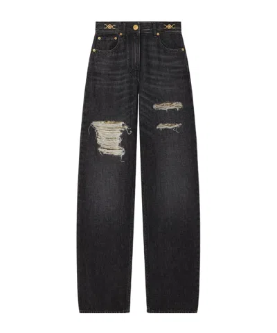 VERSACE VERSACE DISTRESSED STRAIGHT-LEG JEANS