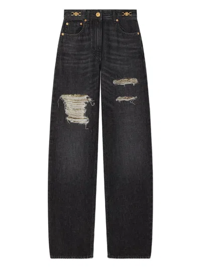Versace Denim Cotton Jeans In Black