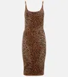 Versace Medusa '95 Knitted Leopard-print Midi Dress In Brown