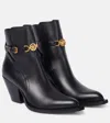 Versace Leather Ankle Boots In Black