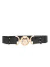 Versace Medusa Head-buckle Elastic Belt In Black