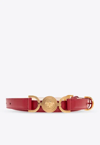 Versace Medusa Head Pattern Belt In Red
