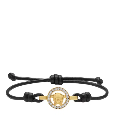 Versace Medusa 95 Leather Bracelet In Brown