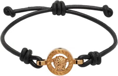 Versace Medusa '95 Leather Bracelet In Black