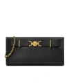 Versace Chain Strap Gold-tone Hardware Clutch Bag In Black