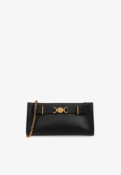 Versace Medusa 95 Leather Clutch Bag In Black