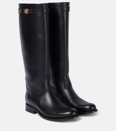 Versace Black High Boots With '95 Medusa Detail
