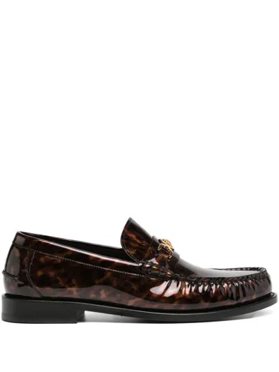 Versace Medusa '95 Leather Loafers In Brown