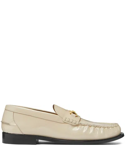 Versace Medusa '95 Leather Loafers In Light Sand/gold