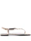Versace Square-headed Flat Sandals In Gold