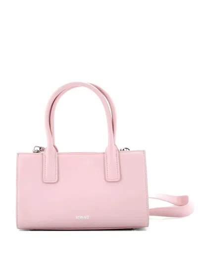Pre-owned Versace Medusa 95 Leather Small Tote Bag In Pink