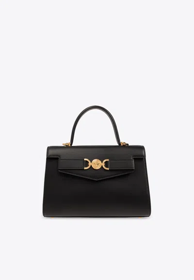 Versace Medusa '95 Leather Top Handle Bag In Black
