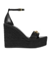 Versace Black Wedges With High Heel And Medusa Detail On The Front In Leather Woman In Black