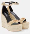 Versace Beige Wedges With Adjustable Buckle Closure And Medusa Plaque On The Front In Neutrals