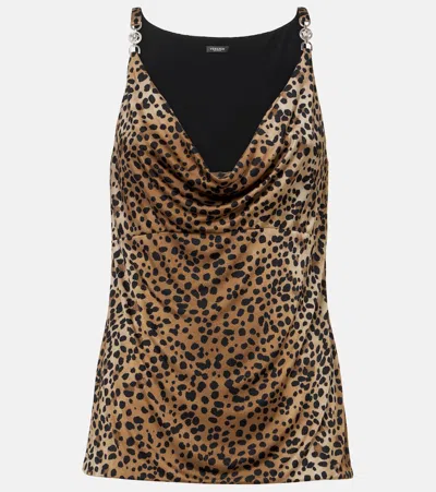 Versace Medusa '95 Leopard-print Draped Top In 5n540-natural+black