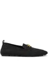 Versace Black Villa Suede Driver Loafers In Black