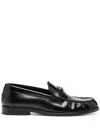 Versace Medusa Chain Leather Loafers In Black  