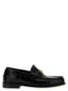 Versace Horsebit-embellished Croc-effect Patent-leather Loafers In Nero