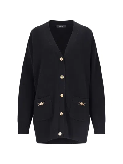 VERSACE BLACK WOOL BLEND CARDIGAN