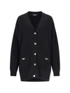 Versace Boxy Wool And Cashmere Cardigan Women In Black