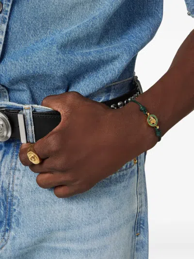 Versace Medusa 95' Logo-charm Bracelet In Green