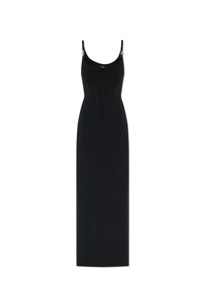 VERSACE VERSACE SPAGHETTI STRAP SLIT-DETAILED DRESS
