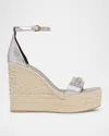 Versace Women's Medusa '95 Leather Wedge Sandals In Silver- Gold