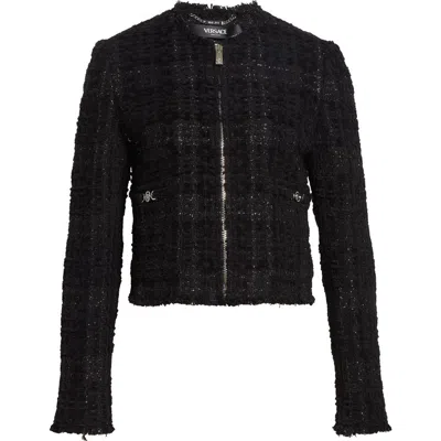 Versace Medusa '95 Metallic Tweed Jacket In Black