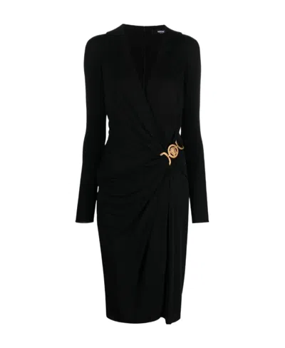 VERSACE VERSACE MEDUSA '95 V-NECK MIDI WRAPPED DRESS
