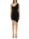 Versace Medusa '95 Draped Mini Dress In Black