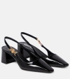 Versace Embellished Patent-leather Slingback Pumps In Black