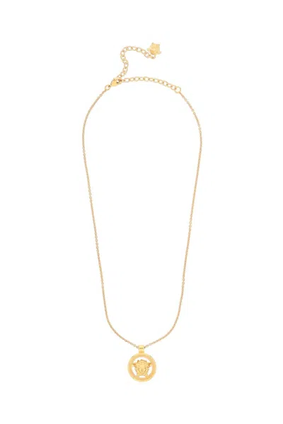 Versace Mens Lion Head Round Gold Adjustable Necklace