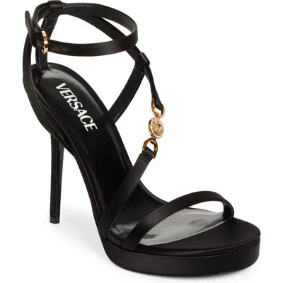 Versace Medusa '95 Platform Sandal In Black/  Gold
