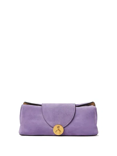 Versace Vivian Suede Clutch In Purple