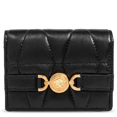 Versace Medusa 95 Quilted Compact Wallet In Black