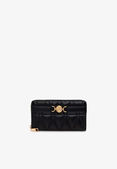Versace Medusa '95 Quilted Long Wallet In Black