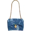 Versace Medusa 95 Quilted Patchwork Denim Shoulder Bag In Blue  Gold