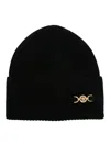 Versace Medusa Head-plaque Ribbed Beanie In Black