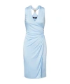 Versace Light Blue Midi Dress With V-neck And Medusa Plaque On The Back In Viscose For Women In Blue