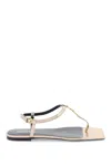 Versace Square-headed Flat Sandals In Champagne  Gold (gold)