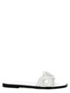 Versace Medusa Leather Flat Slide Sandals In White