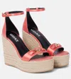 Versace Medusa Silk Ankle-strap Wedge Espadrilles In Orange