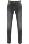 Versace Medusa Head Stonewashed Skinny Jeans In Grey
